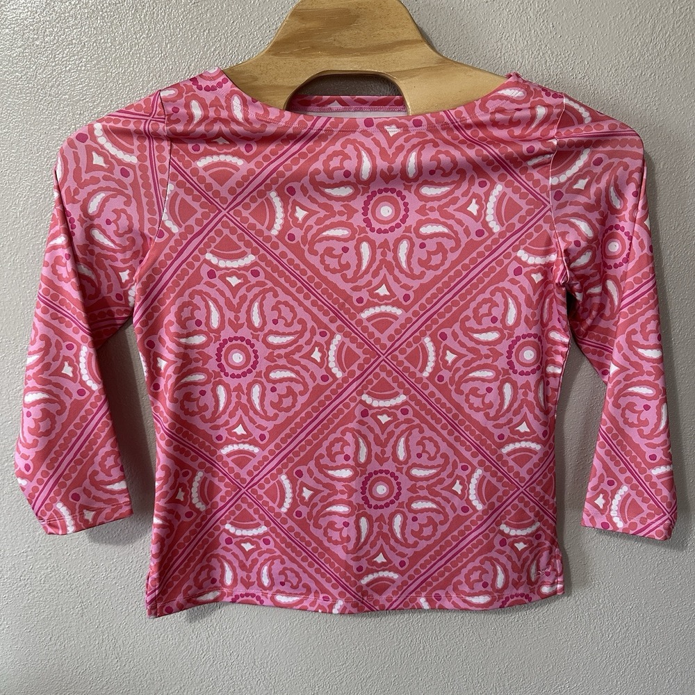 Vineyard Vines Womens Size Medium Performance Tee Pink Long Sleeve Preppy Active